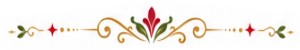 Decorative Fesiva floral ornament in festive red, gold and green used as page end fdevider